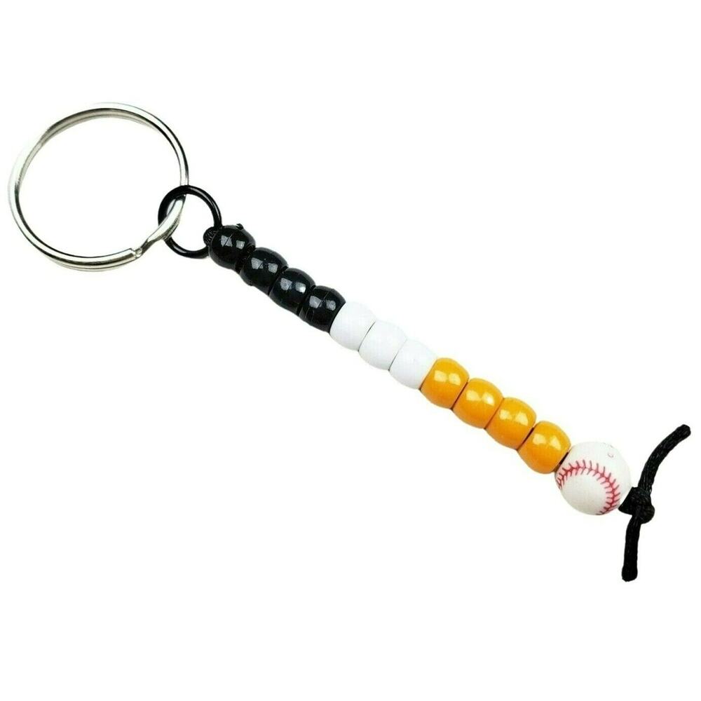 Baseball Keychain Orange Black White MLB NCAA Sports Fan Mom Dad Parent Handmade